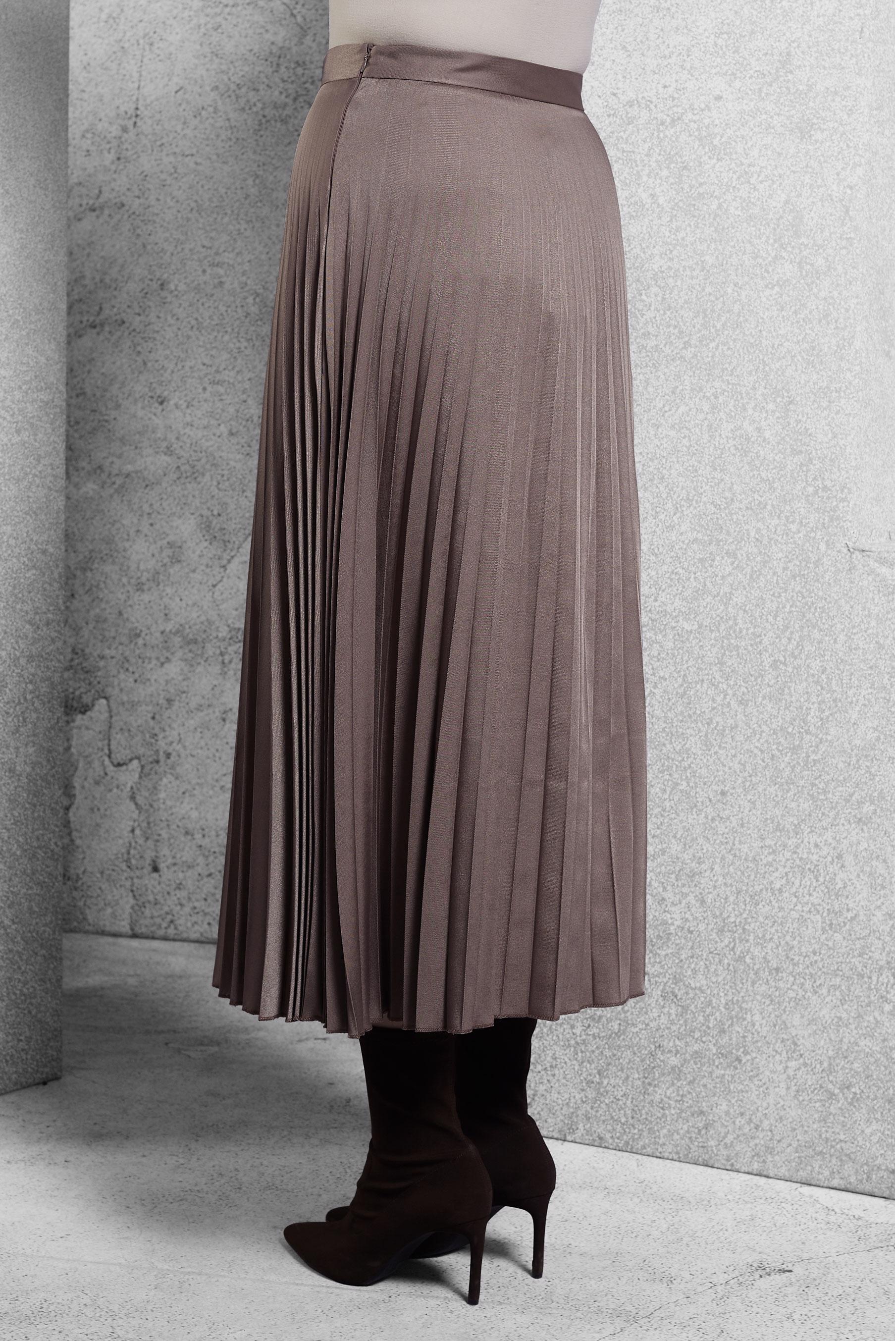 Tesettür giyim VİZON PİLİSELİ ETEK 60633