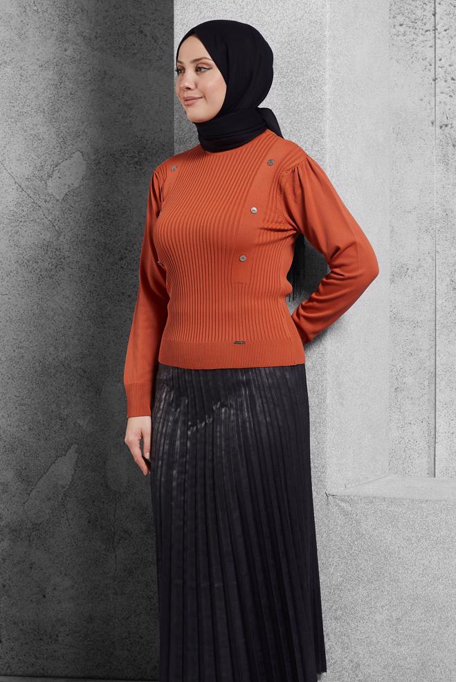 Vêtements hijab NOIR JUPE LONGUE PLISSÉE 60635 - ALVİNA