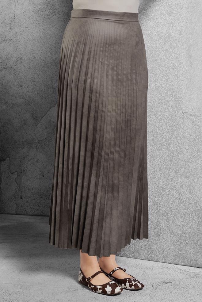 Vêtements hijab BEIGE JUPE LONGUE PLISSÉE 60635 - ALVİNA