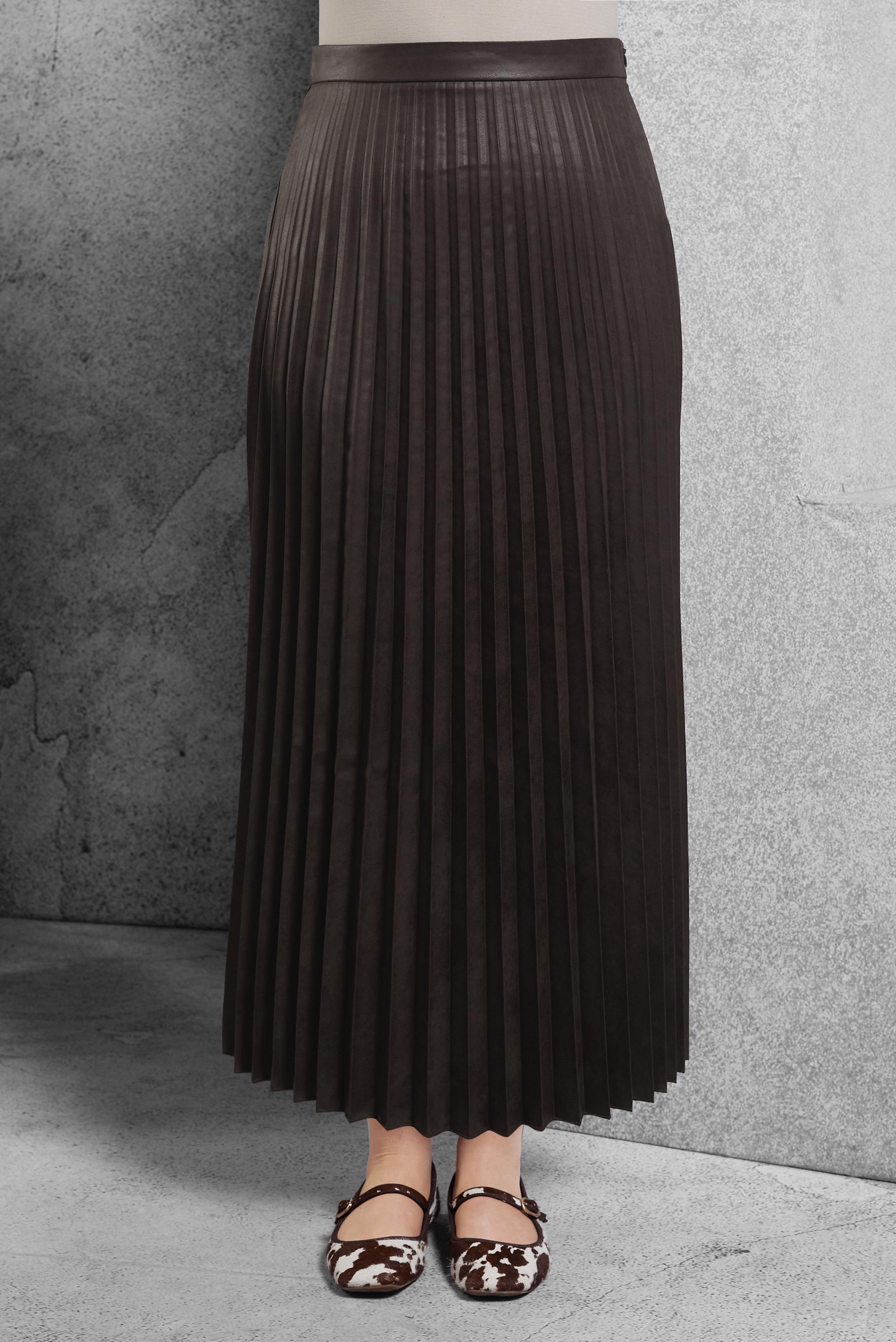 Hijab clothing BROWN PLEATED LONG SKIRT 60635