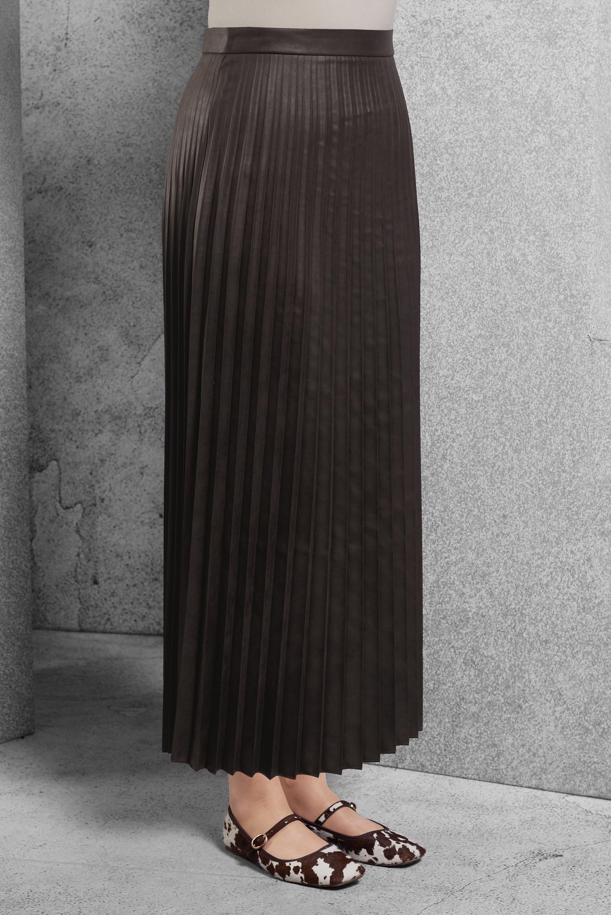 Hijab clothing BROWN PLEATED LONG SKIRT 60635
