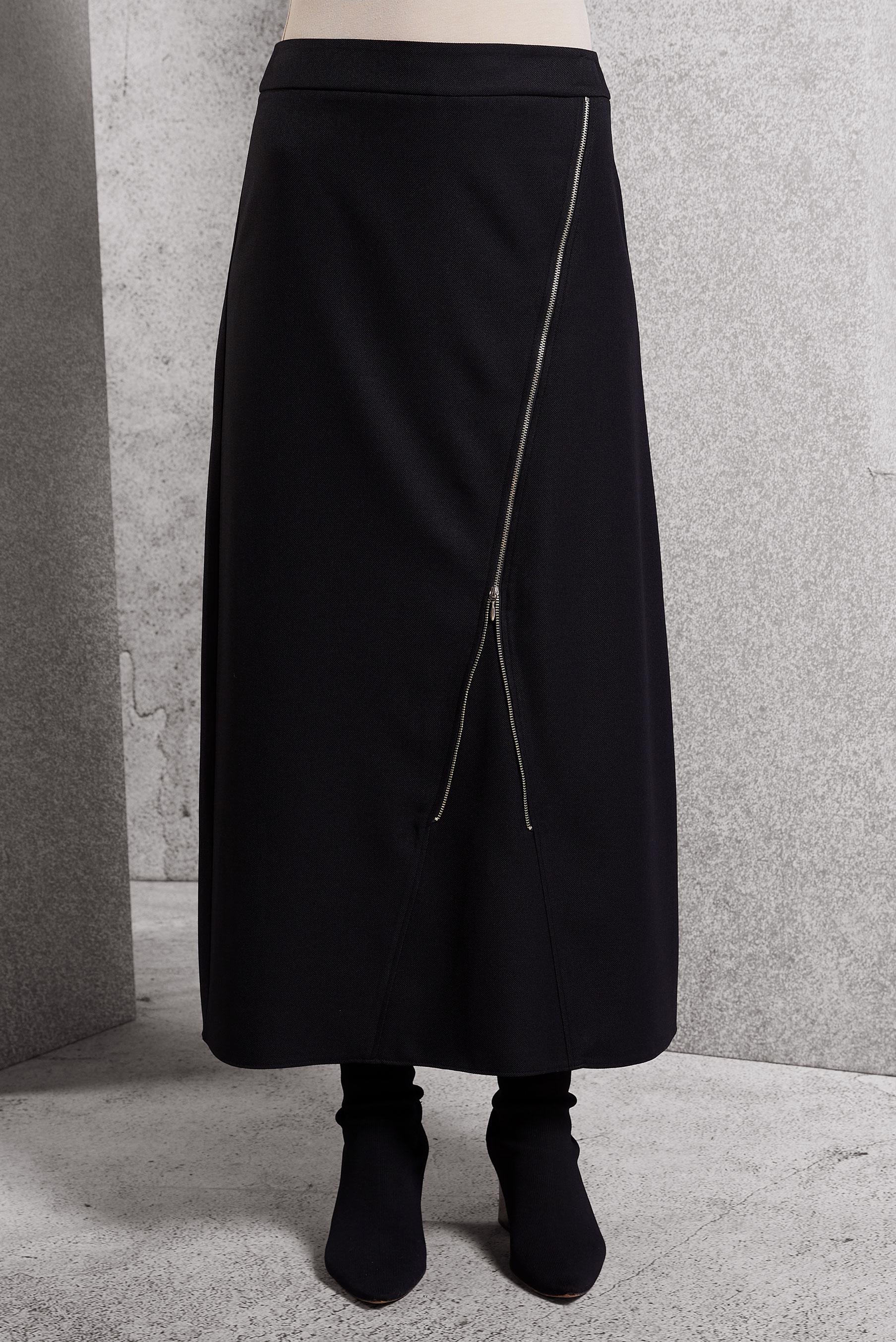 Tesettür giyim SİYAH FERMUAR DETAYLI ETEK 60636