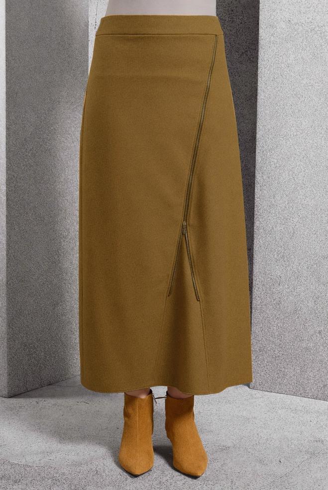 Vêtements hijab JAUNE JUPE À FERMETURE ÉCLAIR 60636 - ALVİNA