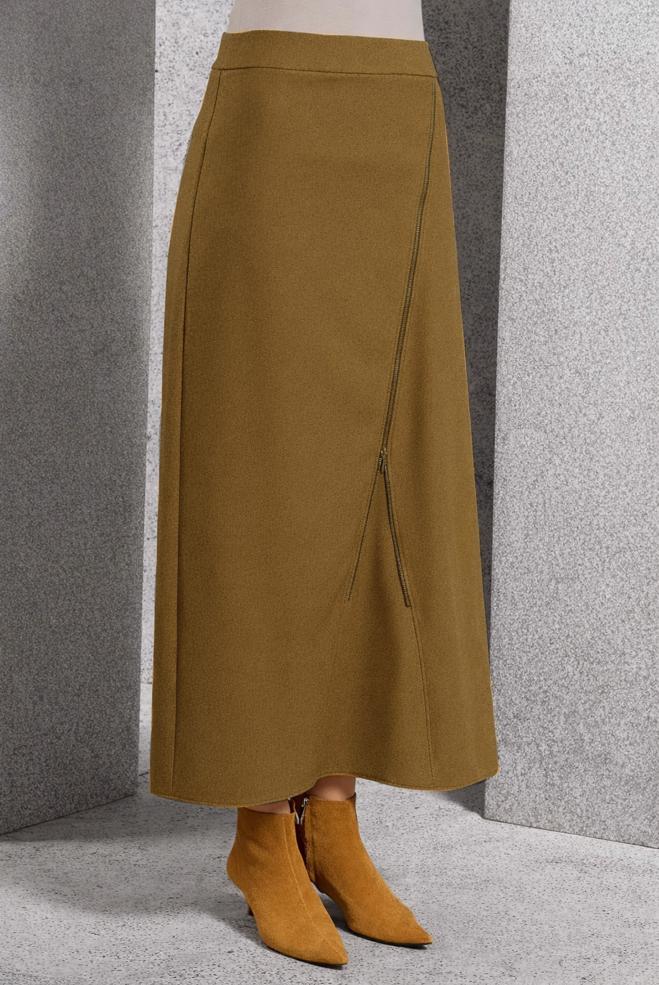 Vêtements hijab JAUNE JUPE À FERMETURE ÉCLAIR 60636 - ALVİNA