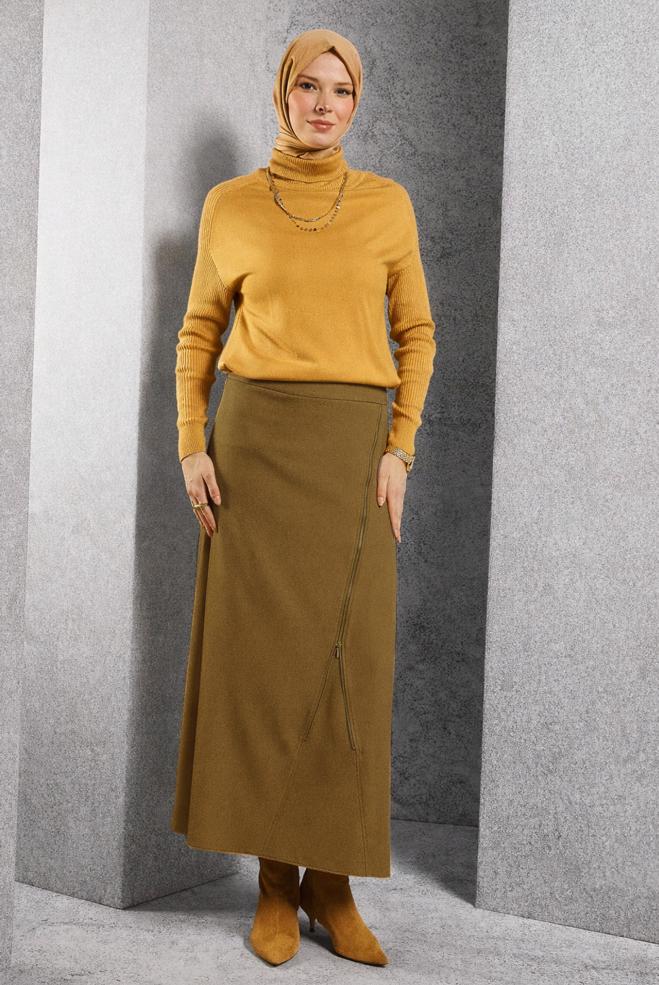 Vêtements hijab JAUNE JUPE À FERMETURE ÉCLAIR 60636 - ALVİNA
