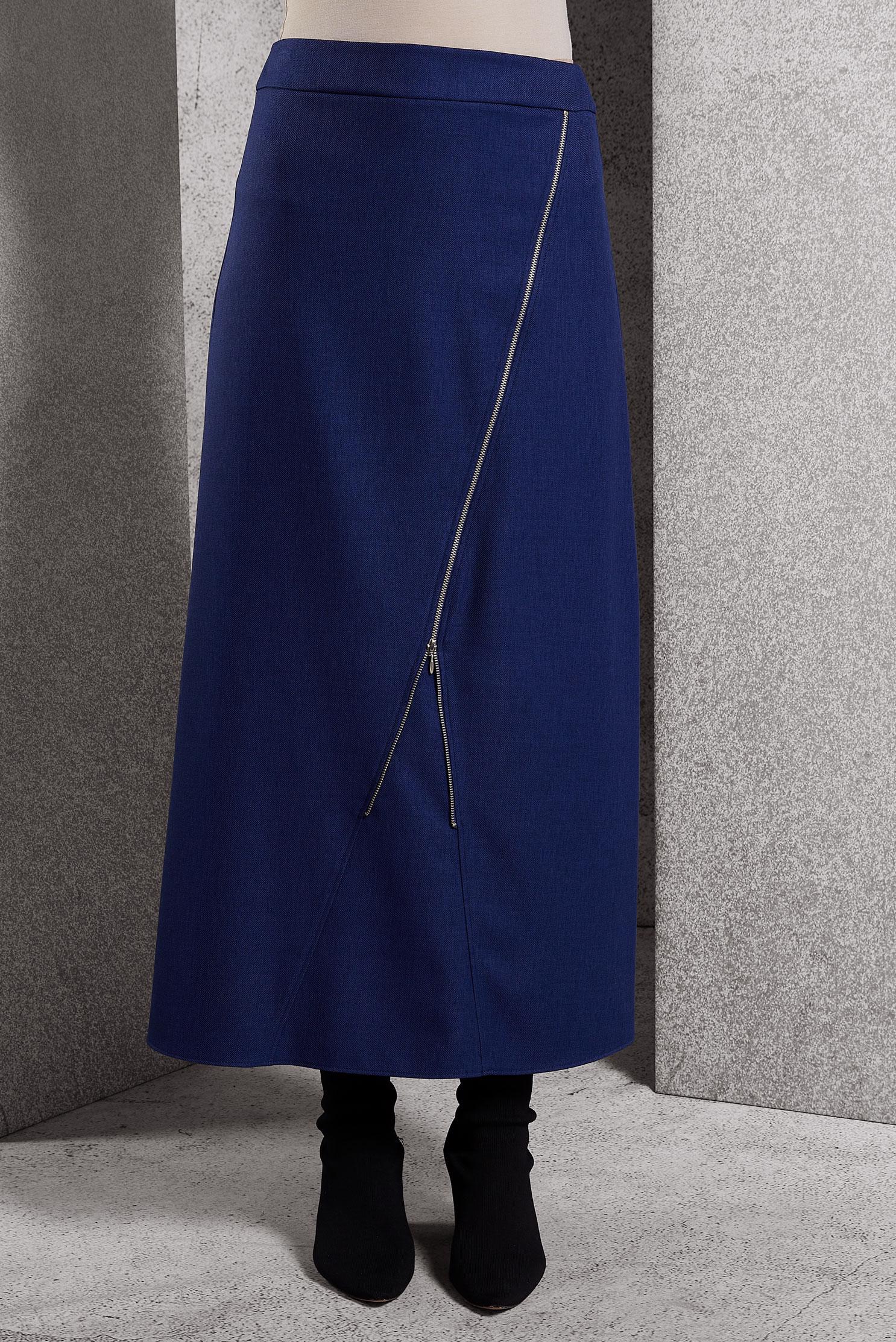 Tesettür giyim LACİVERT FERMUAR DETAYLI ETEK 60636