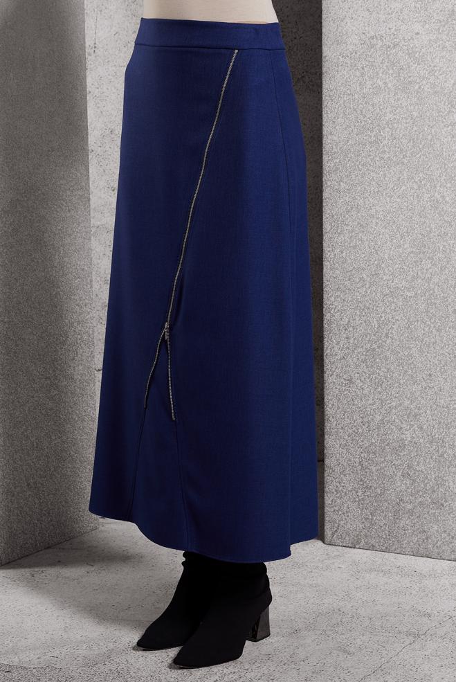 Tesettür giyim LACİVERT FERMUAR DETAYLI ETEK 60636 - ALVİNA