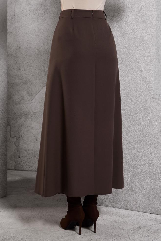 Vêtements hijab BRUN JUPE À PLIS DÉTAILLÉS 60637 - ALVİNA