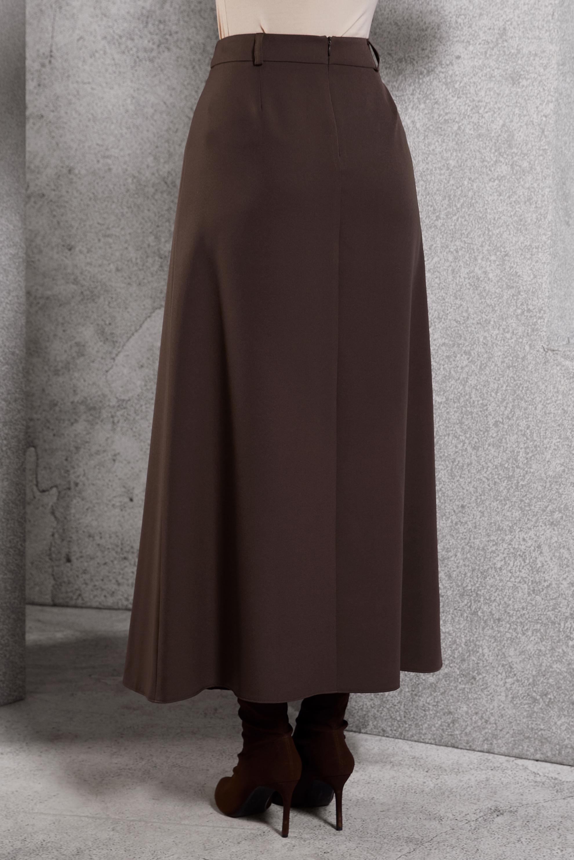 Tesettür giyim KAHVE PİLİSE DETAYLI ETEK 60637