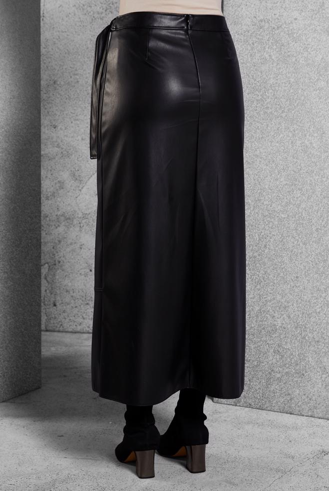 Vêtements hijab NOIR JUPE EN SIMILI CUIR 60639 - ALVİNA