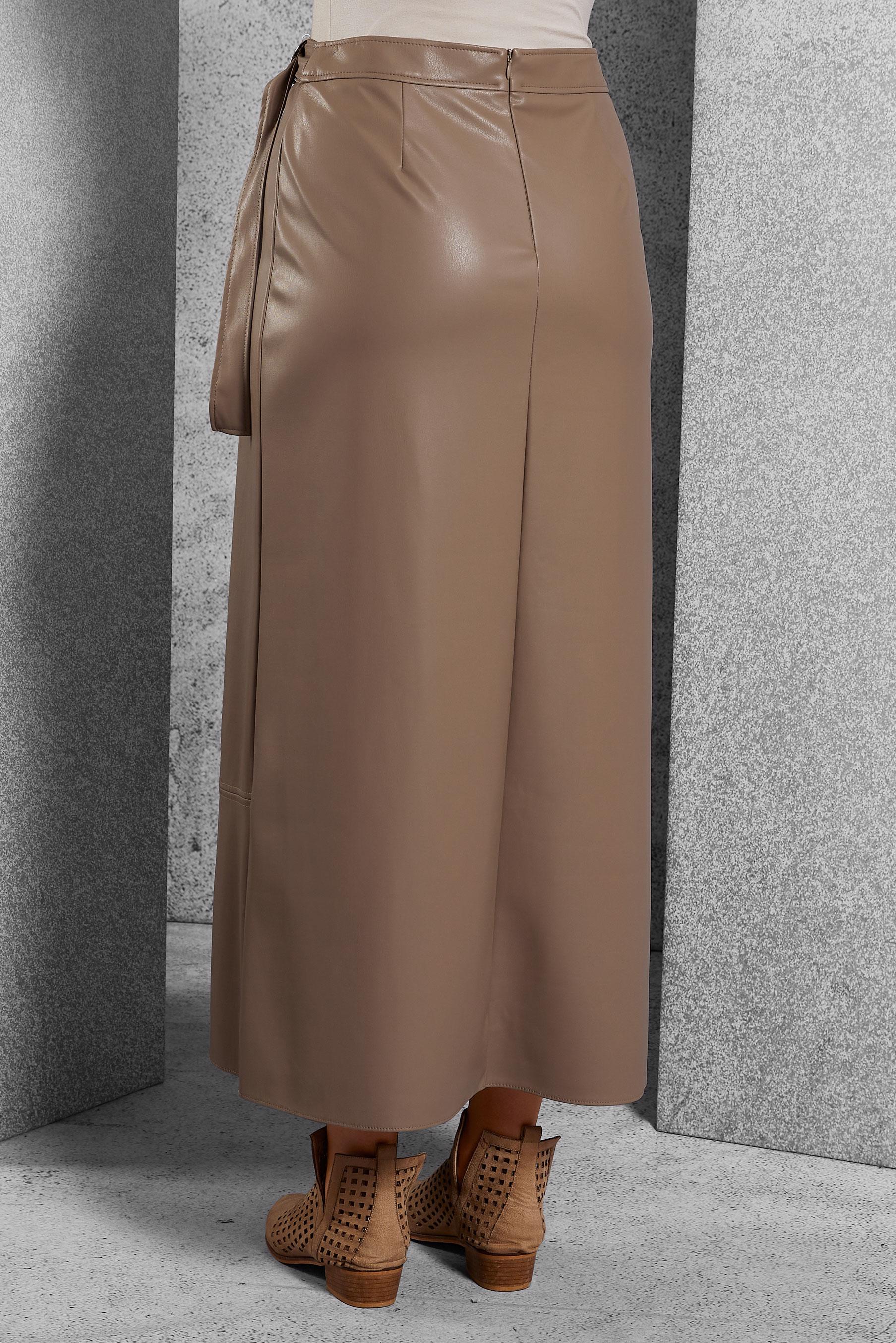 Tesettür giyim VİZON SUNİ DERİ ETEK 60639