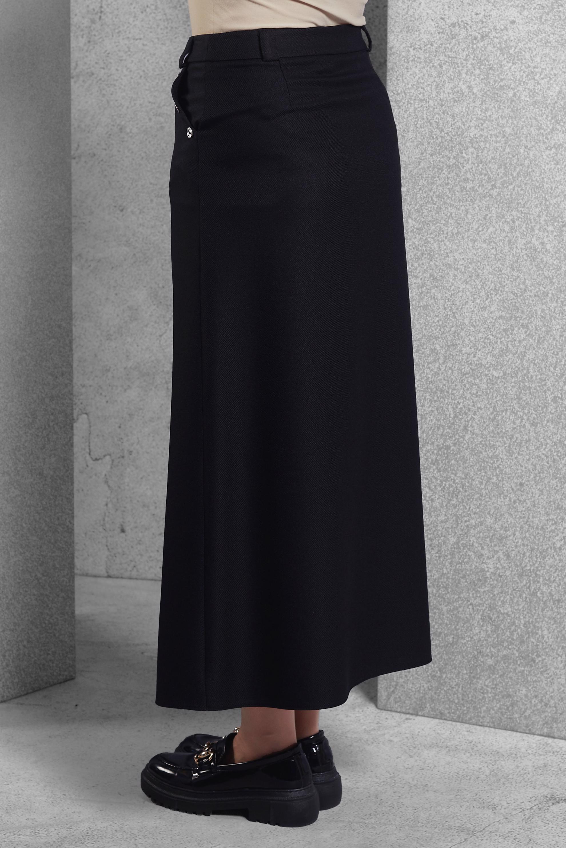 Tesettür giyim SİYAH DÜĞME AKSESUARLI ETEK 60640