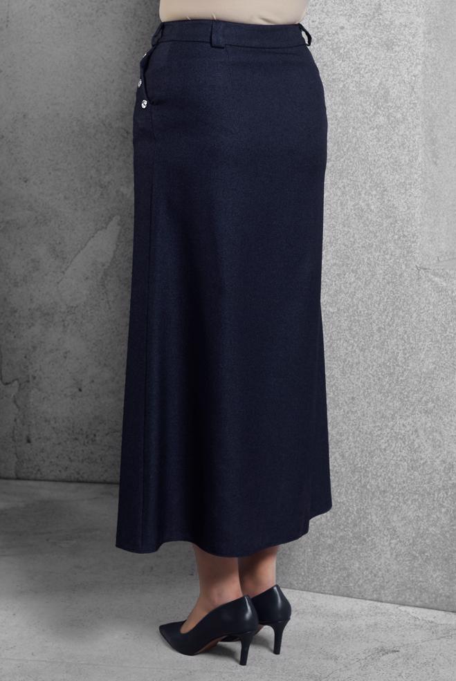 Vêtements hijab BLEU MARINE JUPE ACCESSOIRE À BOUTONS 60640 - ALVİNA