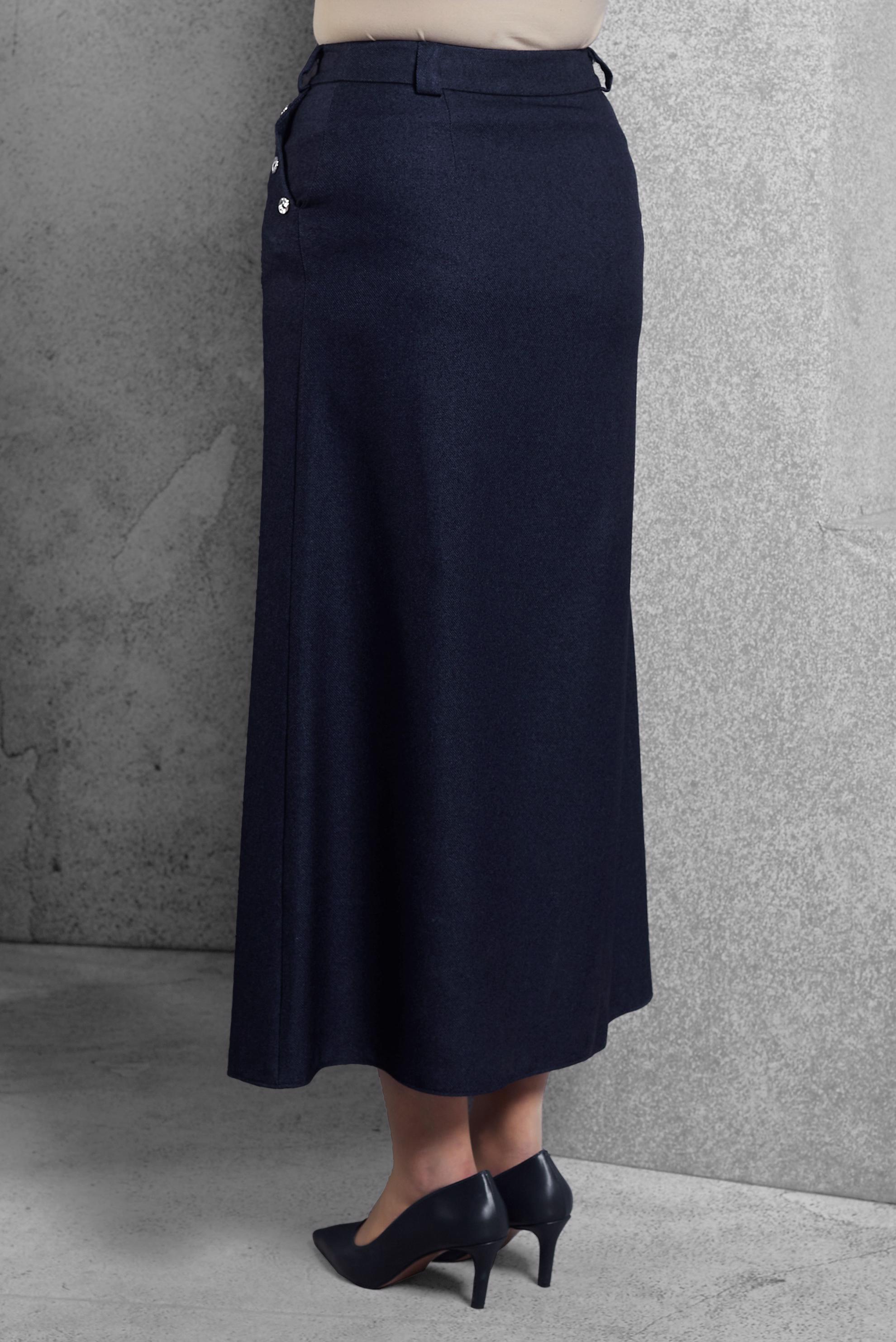 Tesettür giyim LACİVERT DÜĞME AKSESUARLI ETEK 60640