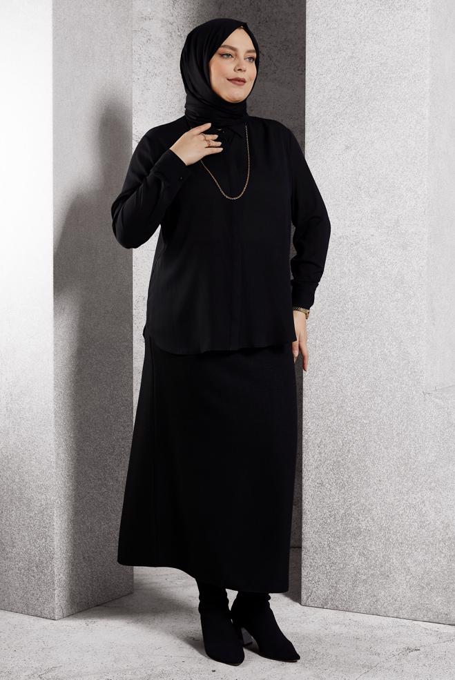 Vêtements hijab NOIR JUPE COUPE DROITE 60641 - ALVİNA