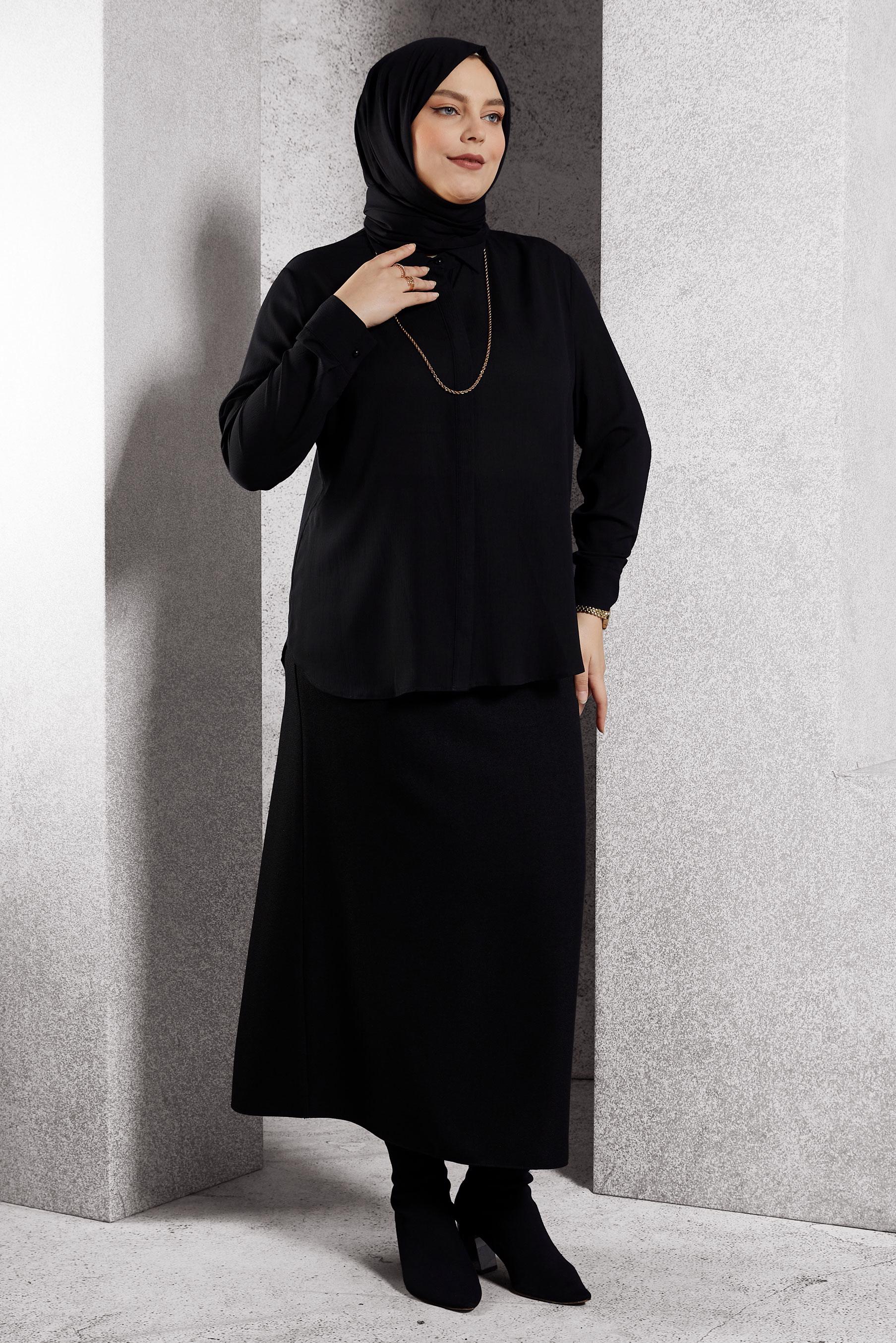 Vêtements hijab NOIR JUPE COUPE DROITE 60641