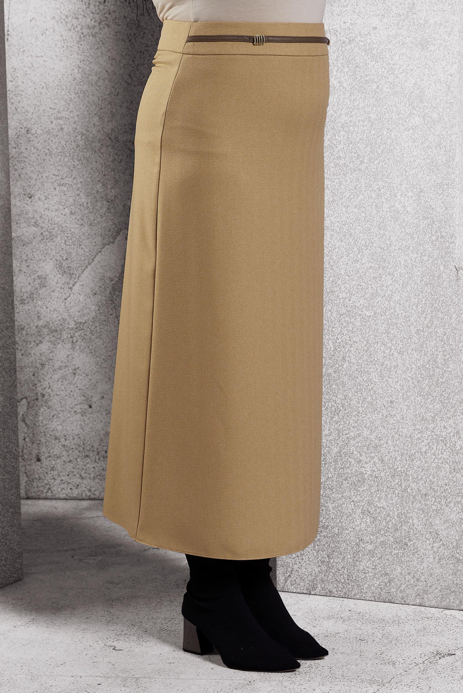 Tesettür giyim KAHVE DÜZ KESİM ETEK 60641