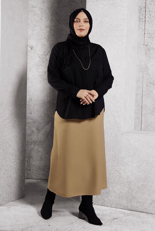 Vêtements hijab BRUN JUPE COUPE DROITE 60641 - ALVİNA