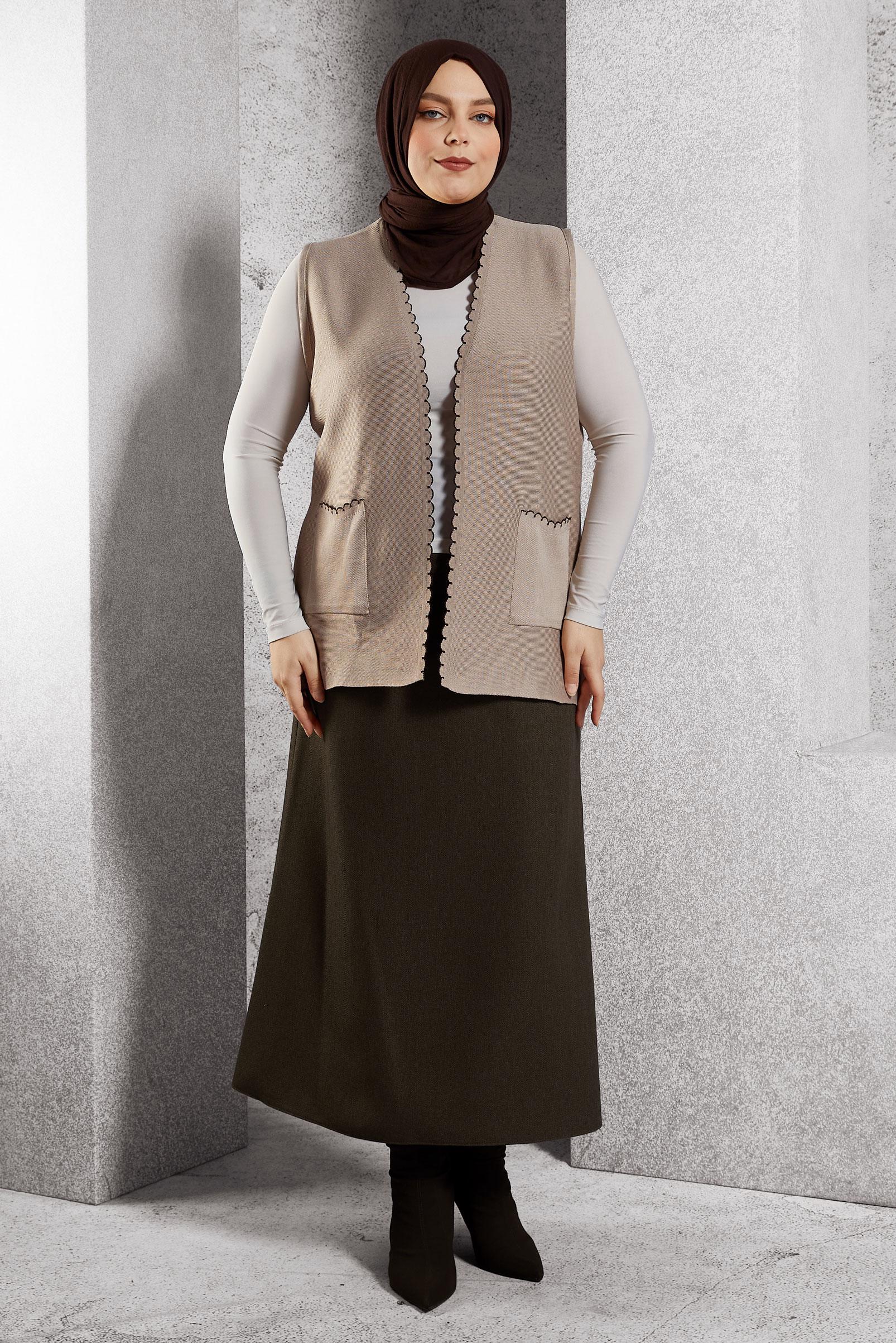 Hijab clothing BROWN STRAIGHT CUT SKIRT 60641