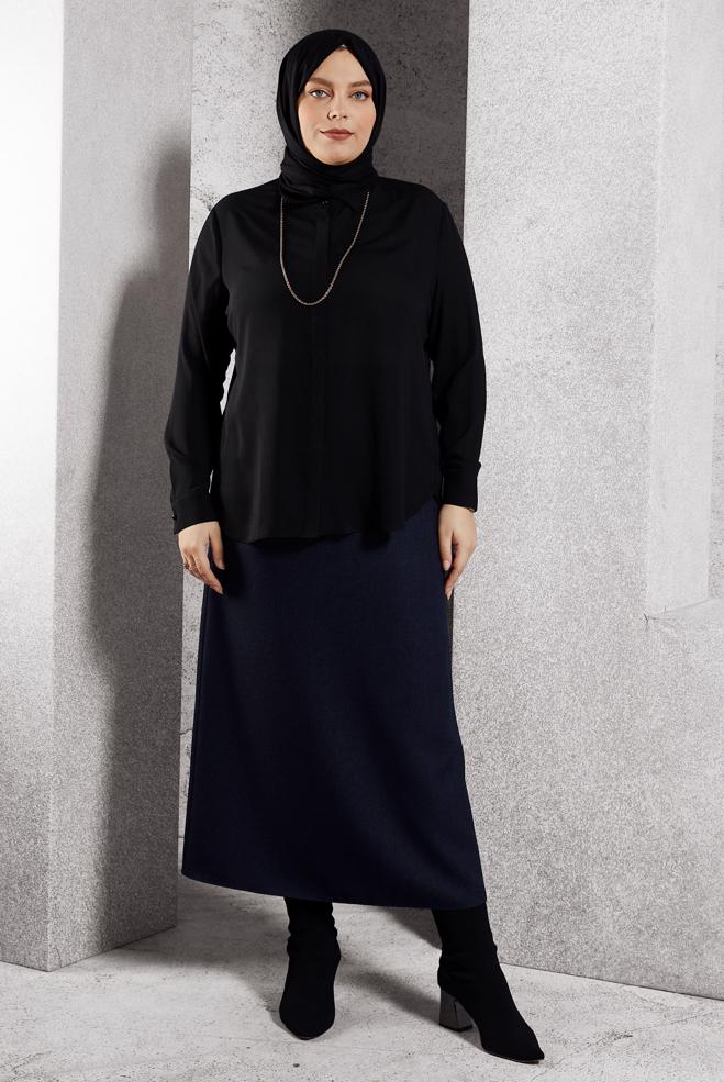 Vêtements hijab BLEU MARINE JUPE COUPE DROITE 60641 - ALVİNA