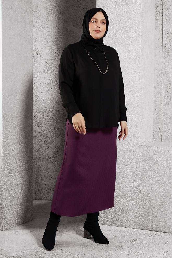 Vêtements hijab PRUNE JUPE COUPE DROITE 60641 - ALVİNA