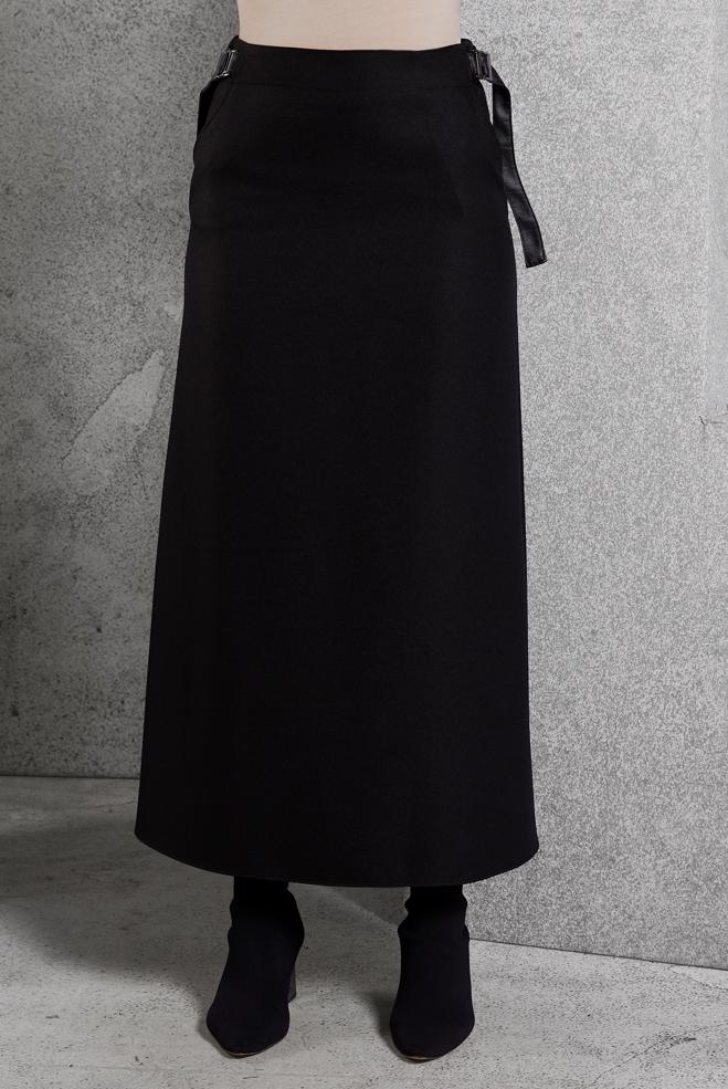 Vêtements hijab NOIR JUPE AVEC DÉTAIL CEINTURE 60642 - ALVİNA