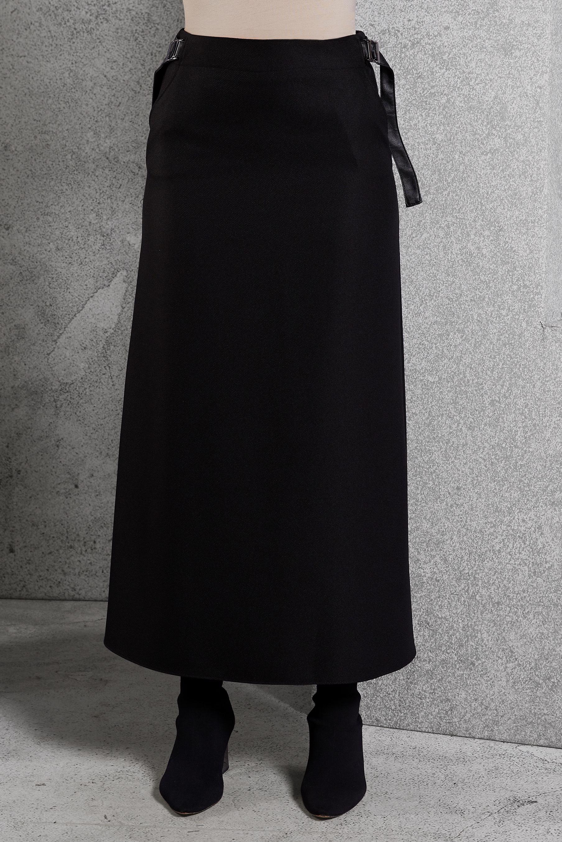 Tesettür giyim SİYAH KUŞAK DETAYLI ETEK 60642