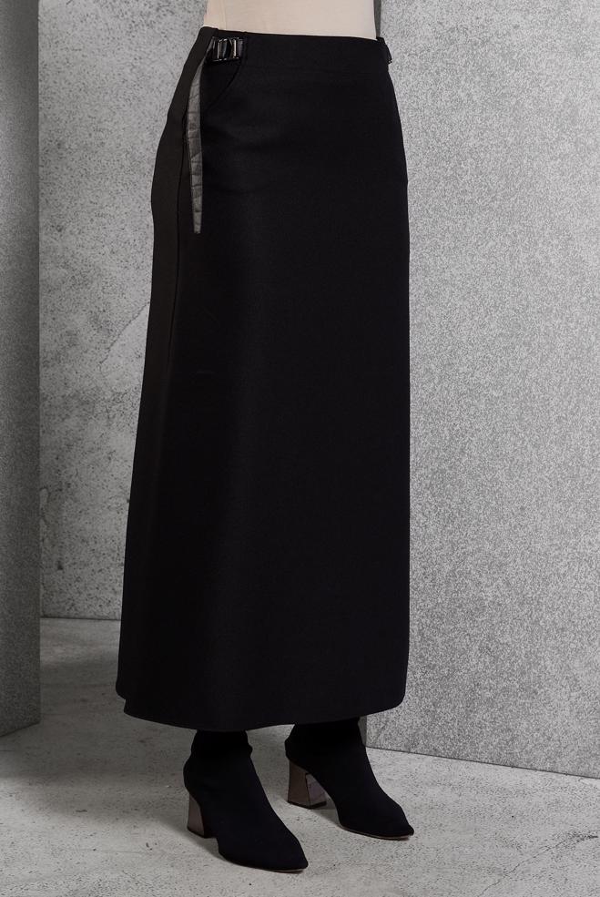 Vêtements hijab NOIR JUPE AVEC DÉTAIL CEINTURE 60642 - ALVİNA