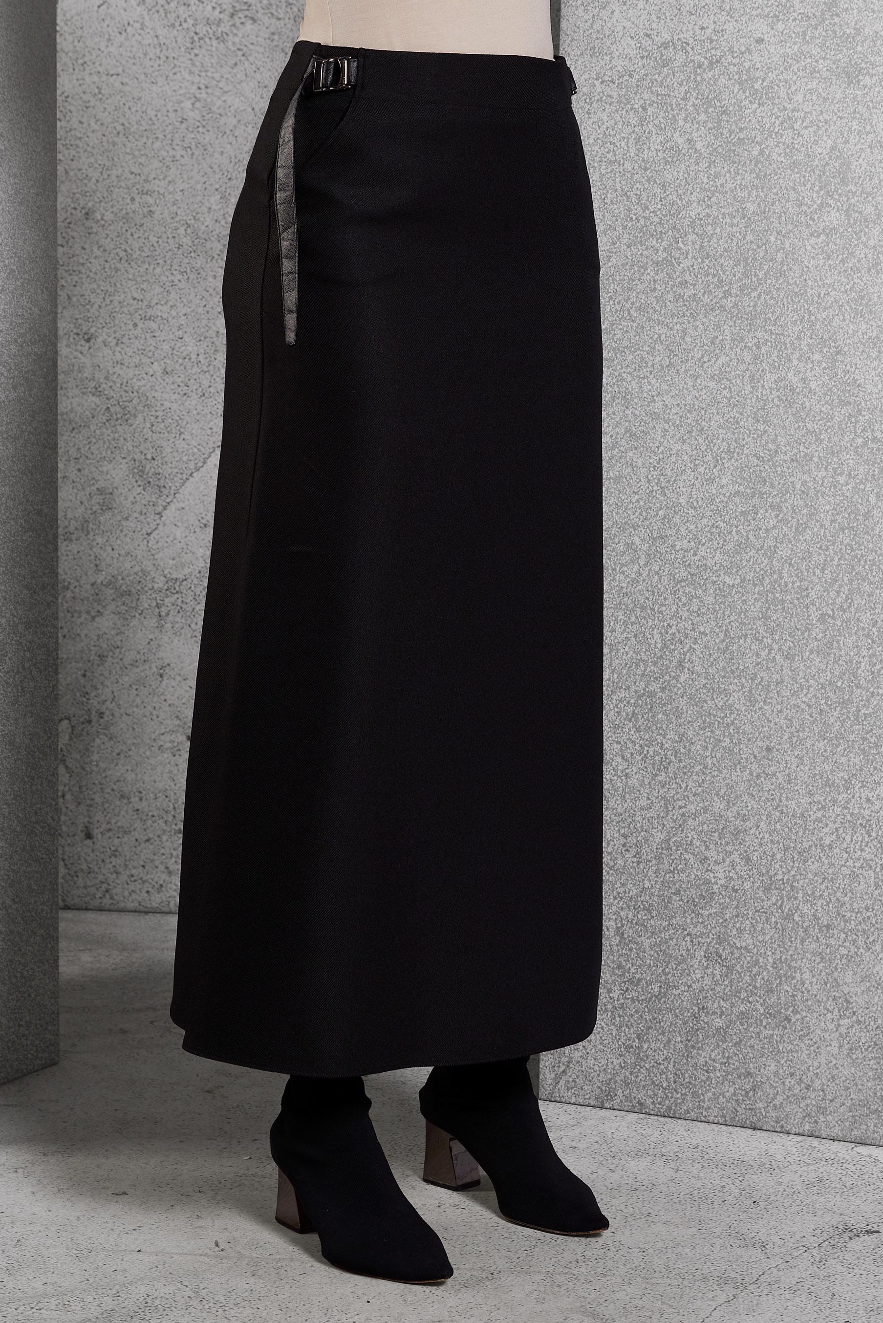 Tesettür giyim SİYAH KUŞAK DETAYLI ETEK 60642