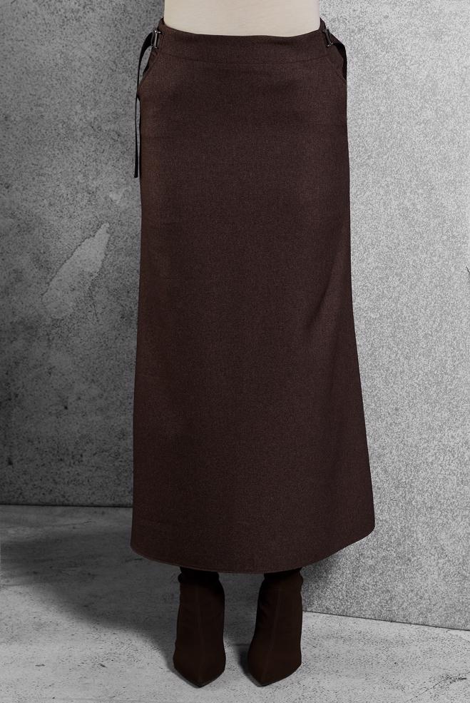 Vêtements hijab BRUN JUPE AVEC DÉTAIL CEINTURE 60642 - ALVİNA
