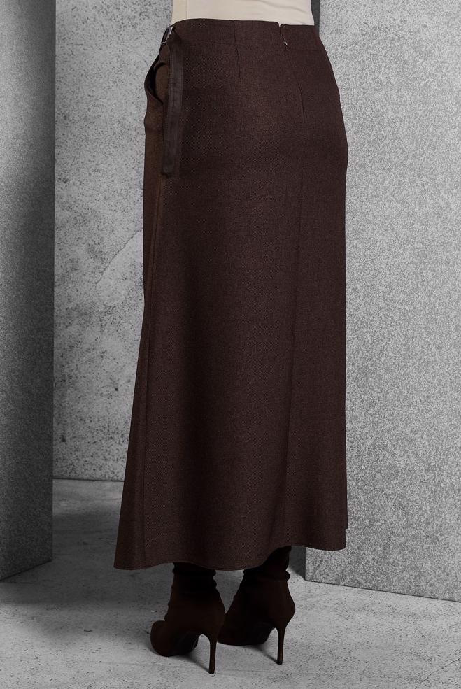 Vêtements hijab BRUN JUPE AVEC DÉTAIL CEINTURE 60642 - ALVİNA