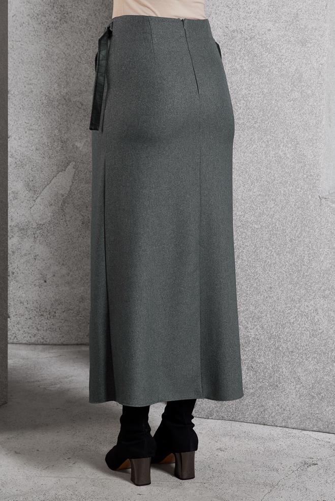 Vêtements hijab GRIS JUPE AVEC DÉTAIL CEINTURE 60642 - ALVİNA