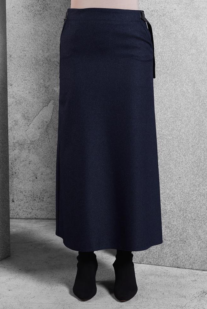 Vêtements hijab BLEU MARINE JUPE AVEC DÉTAIL CEINTURE 60642 - ALVİNA