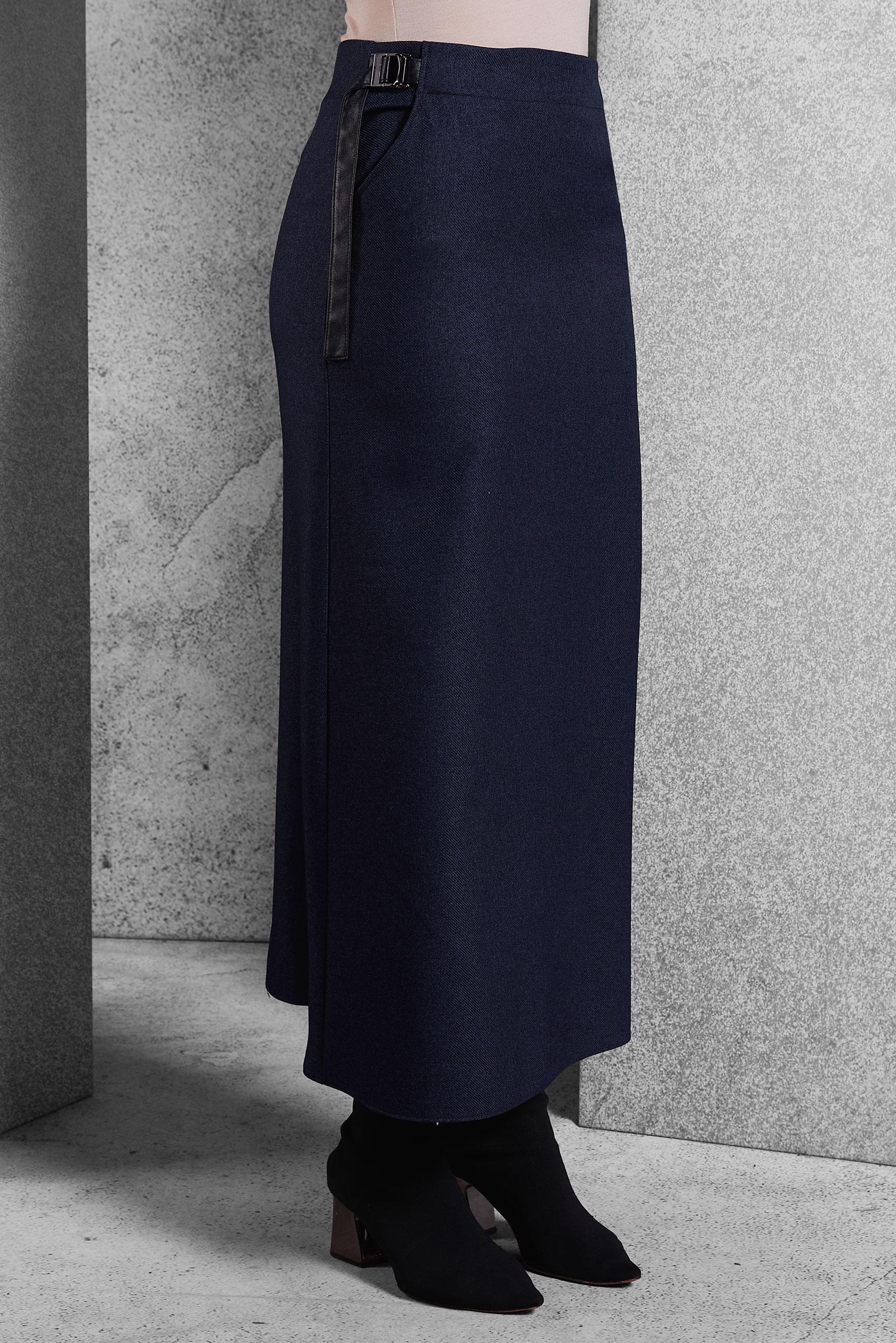 Tesettür giyim LACİVERT KUŞAK DETAYLI ETEK 60642