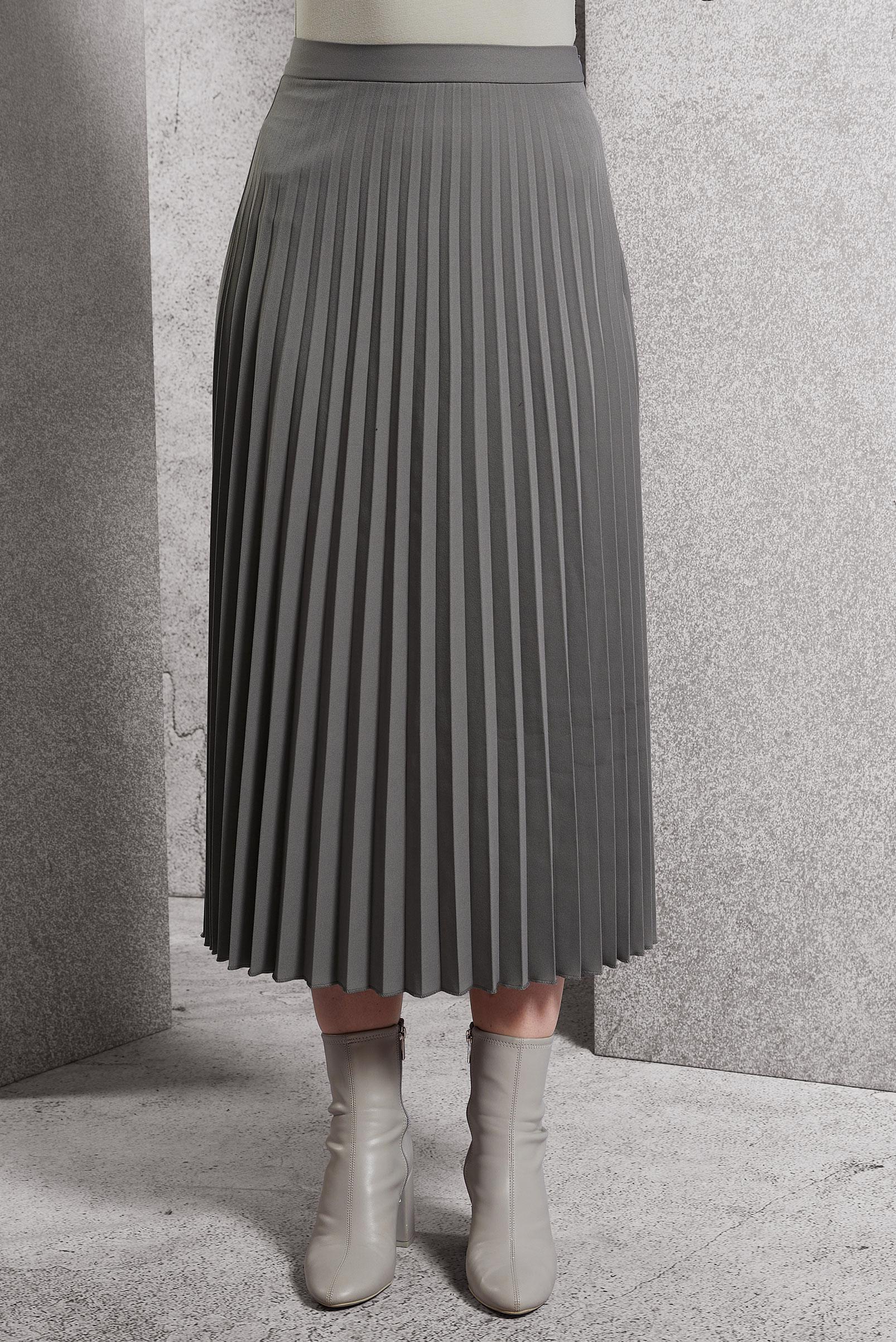 Tesettür giyim GRİ PİLİSELİ TESETTÜR ETEK 60623