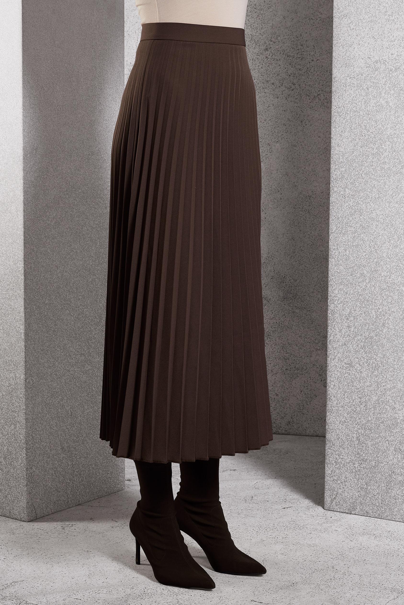 Tesettür giyim KAHVE PİLİSELİ TESETTÜR ETEK 60623