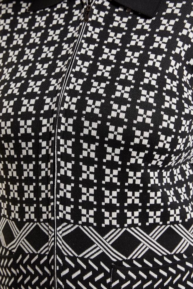 Hijab clothing BLACK PATTERNED KNITWEAR CARDIGAN 20604 - ALVİNA