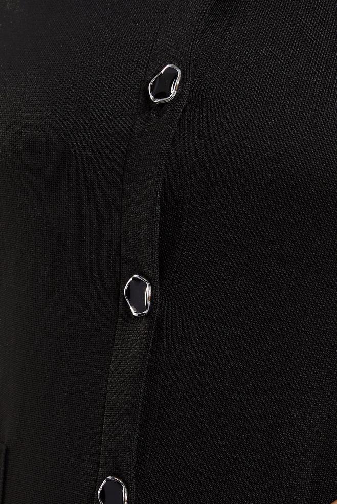 Hijab clothing BLACK PLUS SIZE KNITWEAR CARDIGAN 20607 - ALVİNA