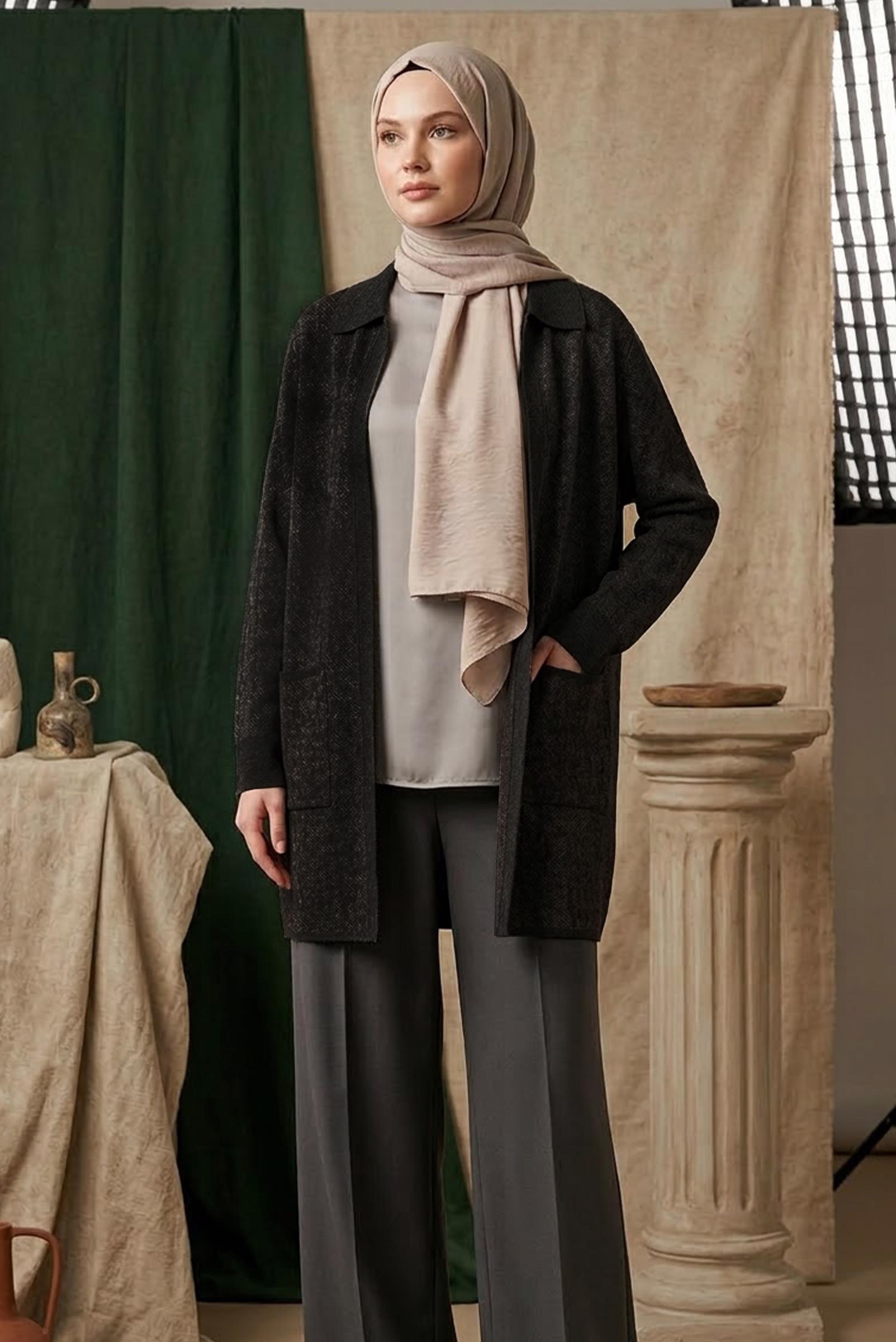 Hijab clothing BROWN 20611 TRİKO HIRKA 44-48