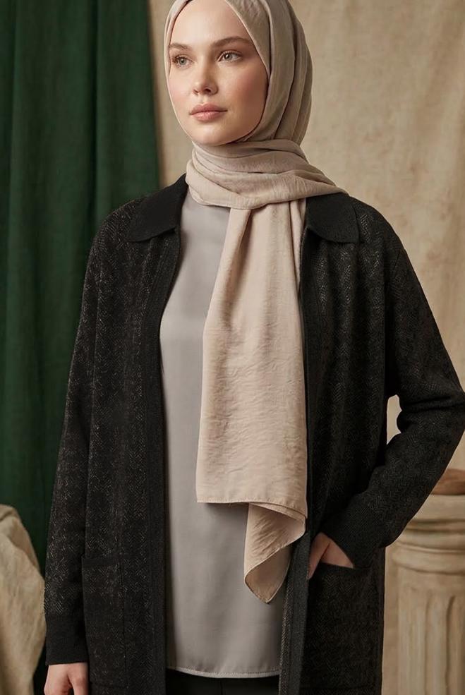 Hijab clothing BROWN 20611 TRİKO HIRKA 44-48 - ALVİNA