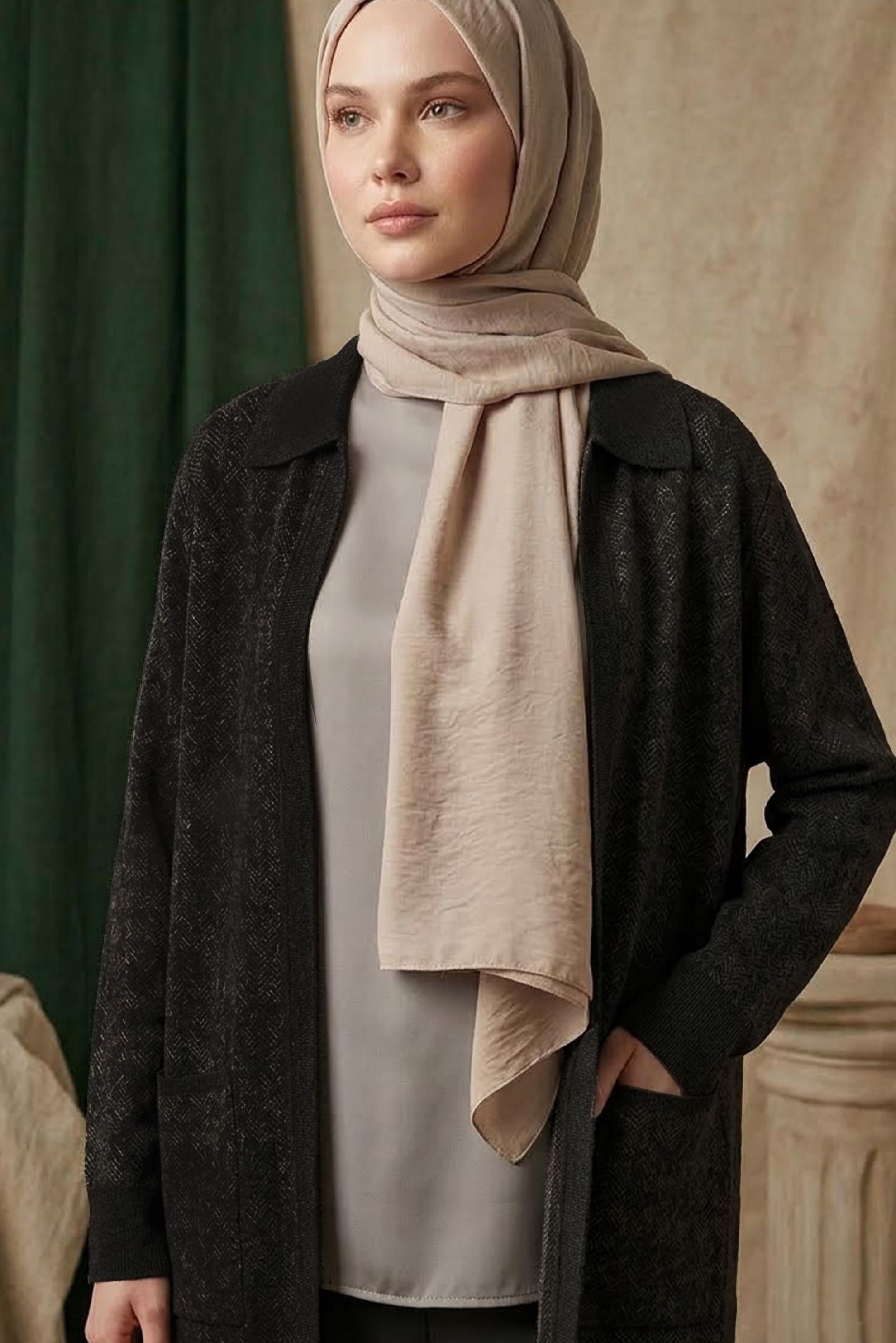 Hijab clothing BROWN 20611 TRİKO HIRKA 44-48