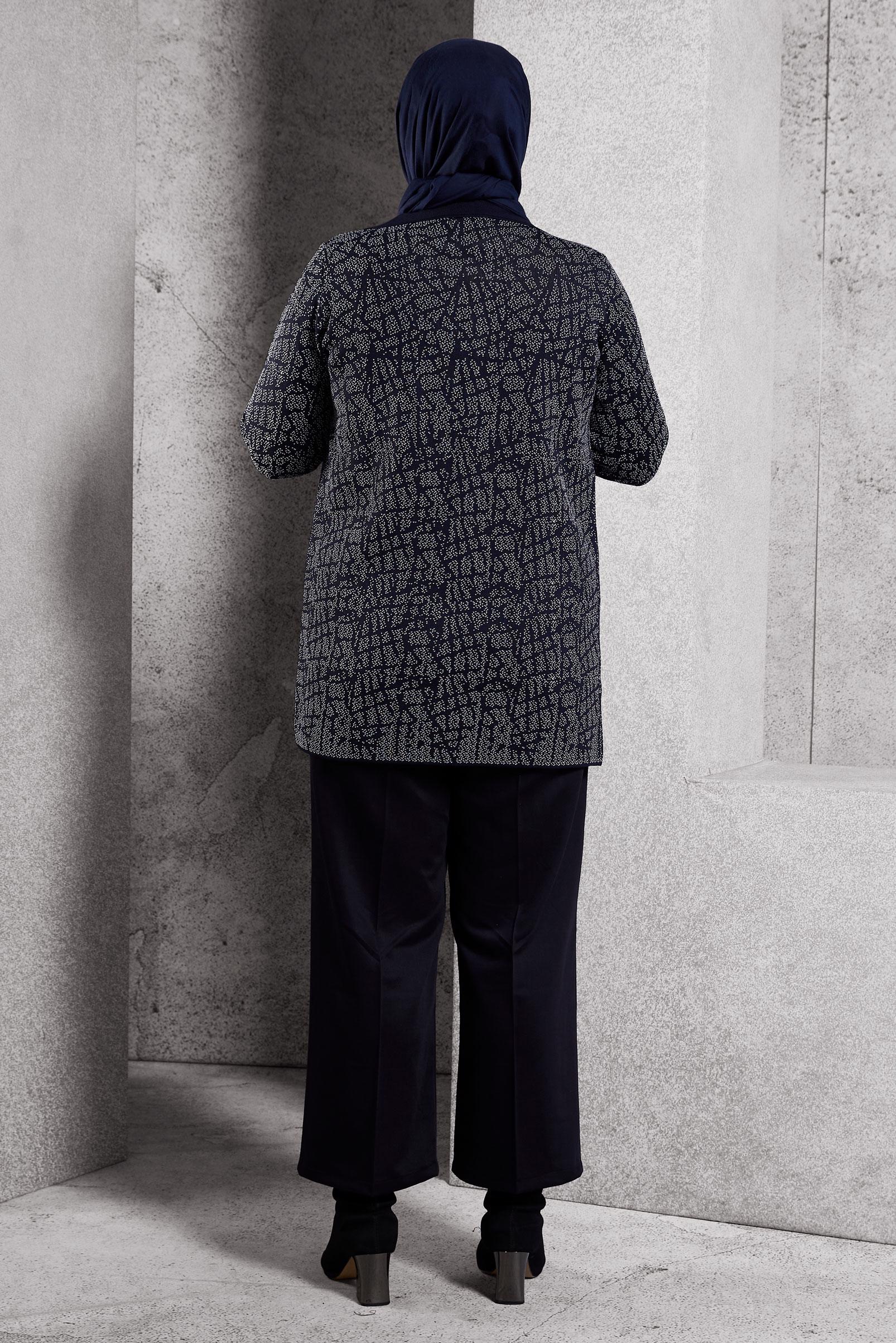 Vêtements hijab BLEU MARINE CARDIGAN EN MAILLE GRANDE TAILLE 20611