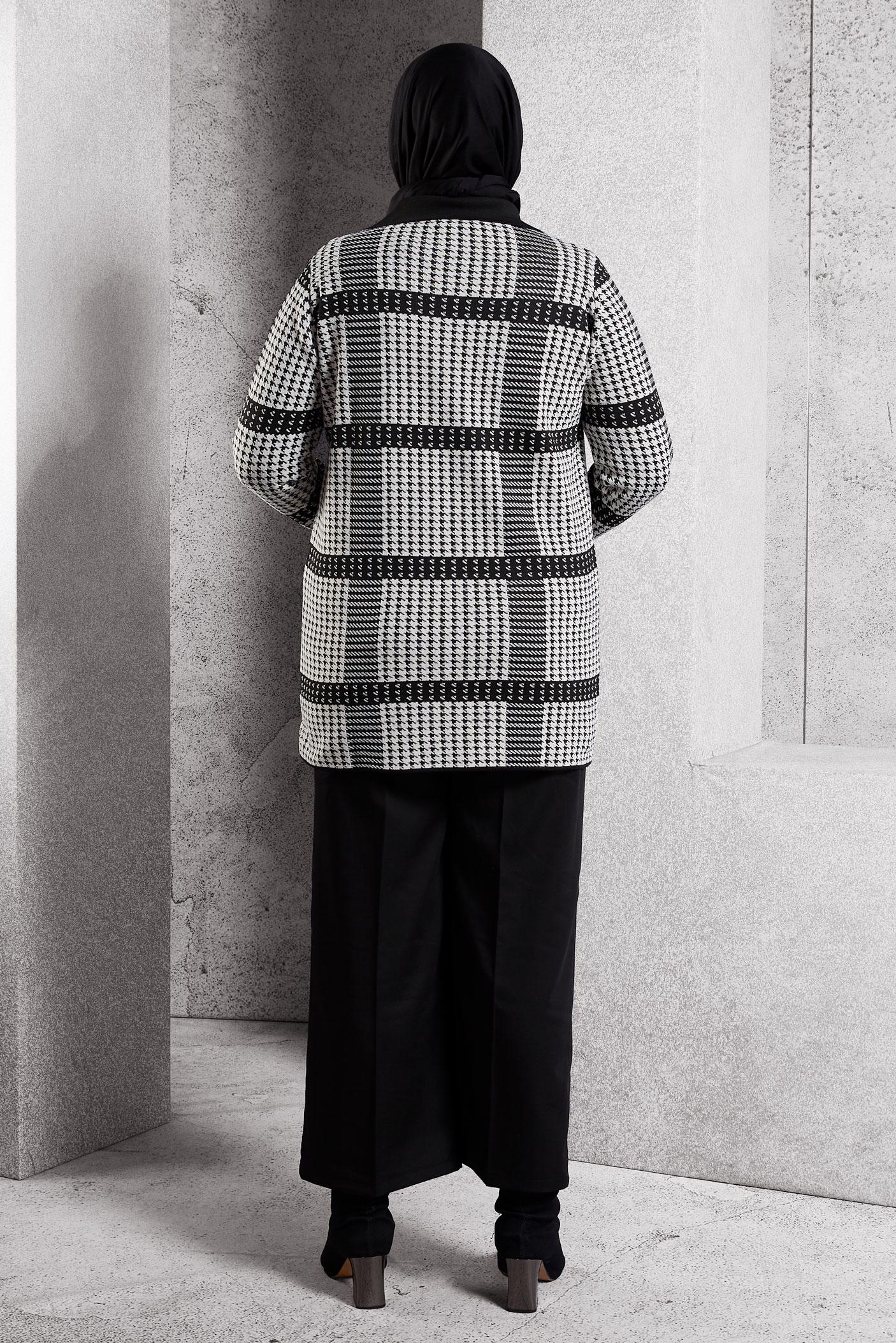 Hijab clothing BLACK PATTERNED KNITWEAR CARDIGAN 20614