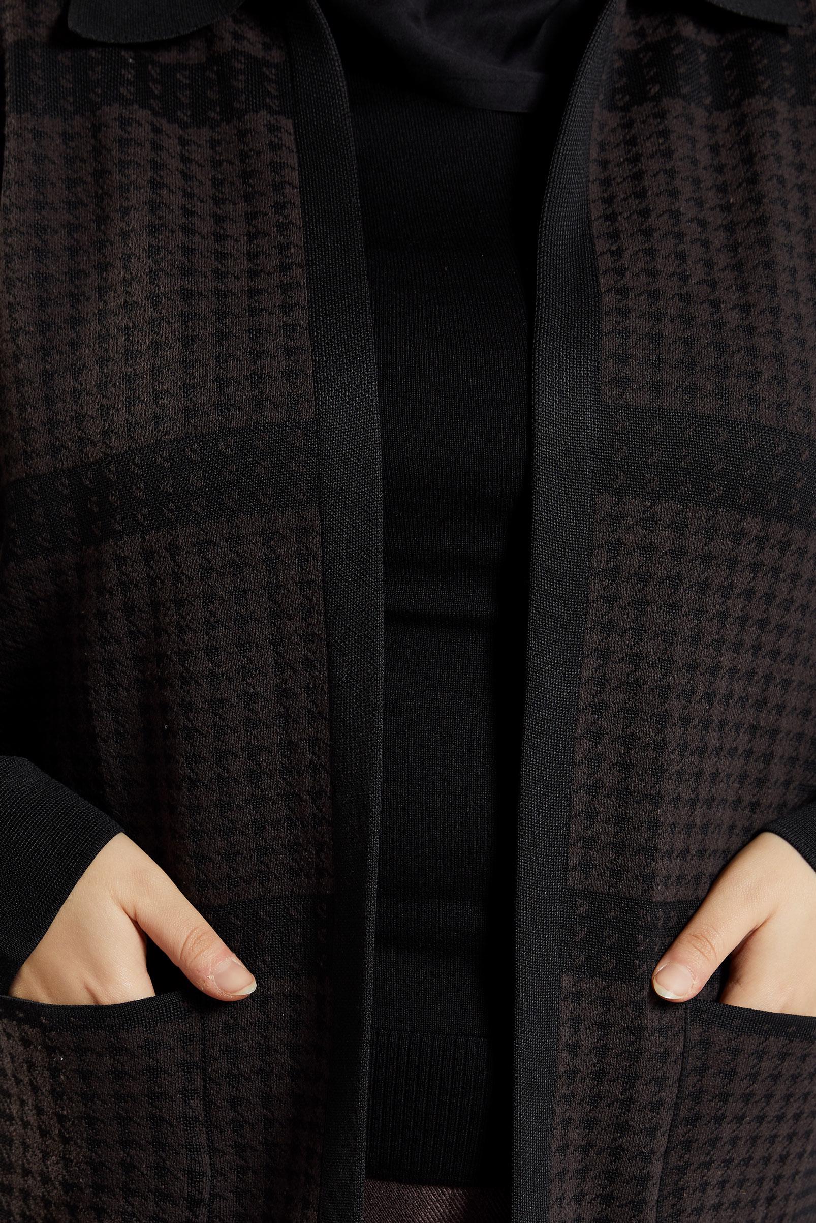 Hijab clothing BROWN PATTERNED KNITWEAR CARDIGAN 20614