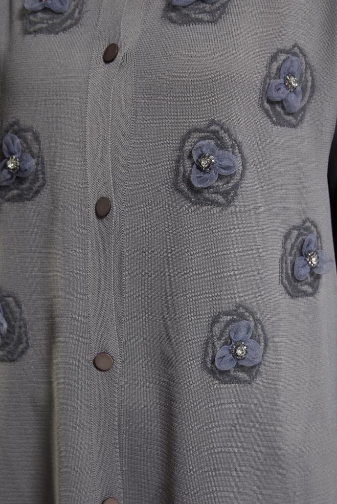 Hijab clothing GREY BELTED KNITWEAR CARDIGAN 44996 - ALVİNA