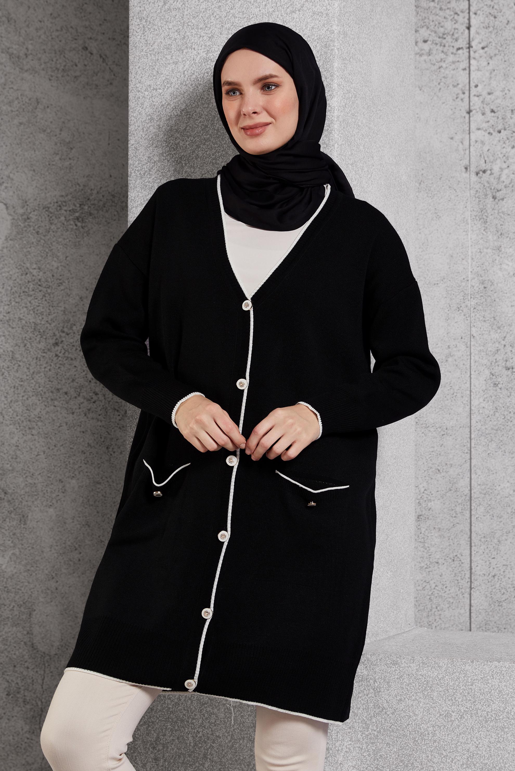 Vêtements hijab NOIR CARDIGAN EN MAILLE 44997