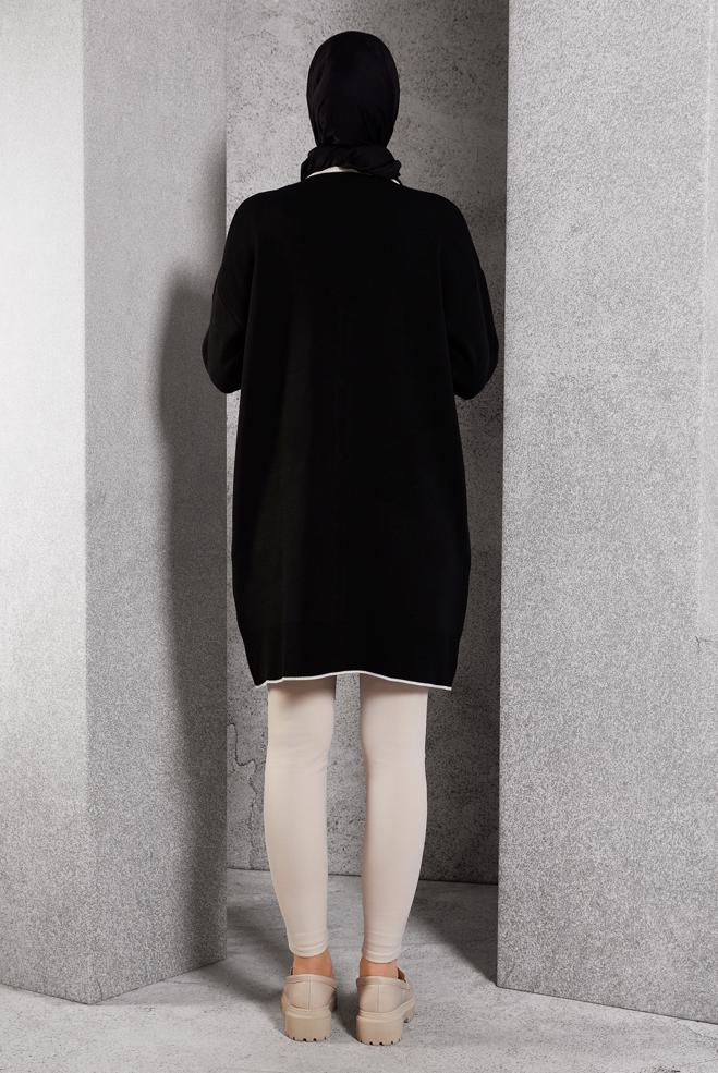 Tesettür giyim SİYAH TRİKO HIRKA 44997 - ALVİNA