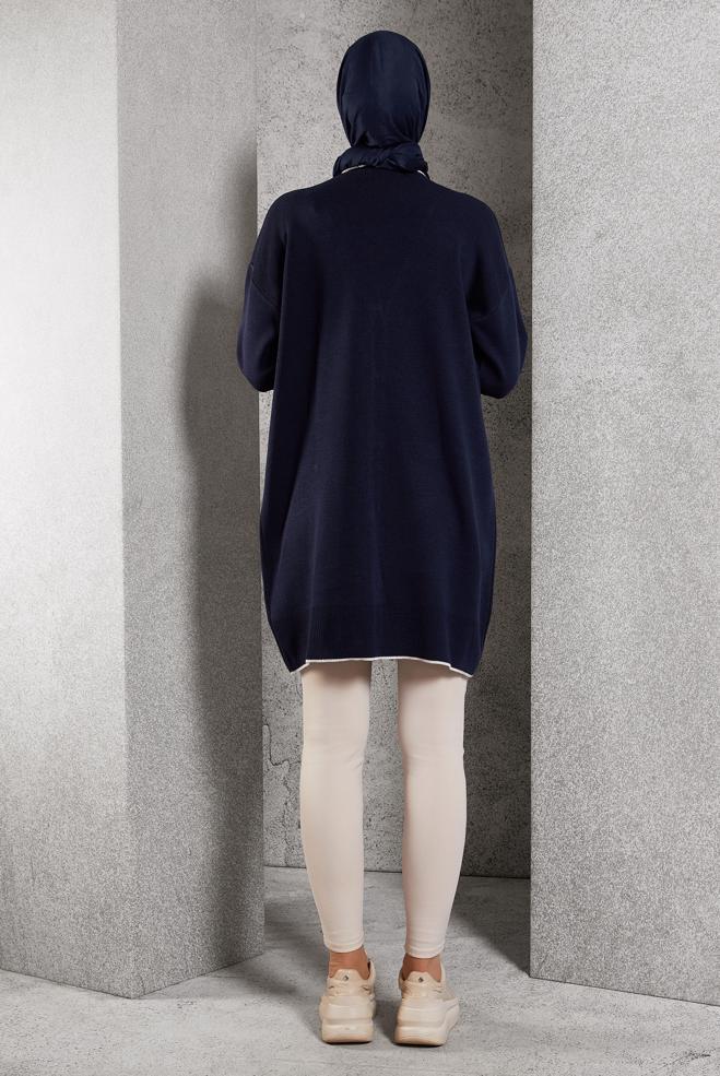 Tesettür giyim LACİVERT TRİKO HIRKA 44997 - ALVİNA