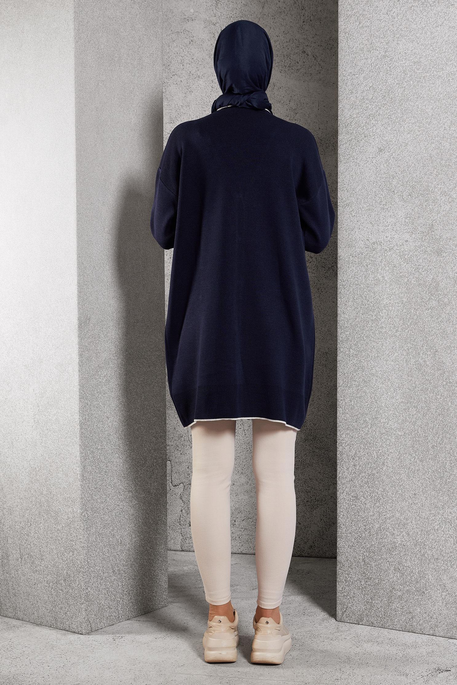 Tesettür giyim LACİVERT TRİKO HIRKA 44997