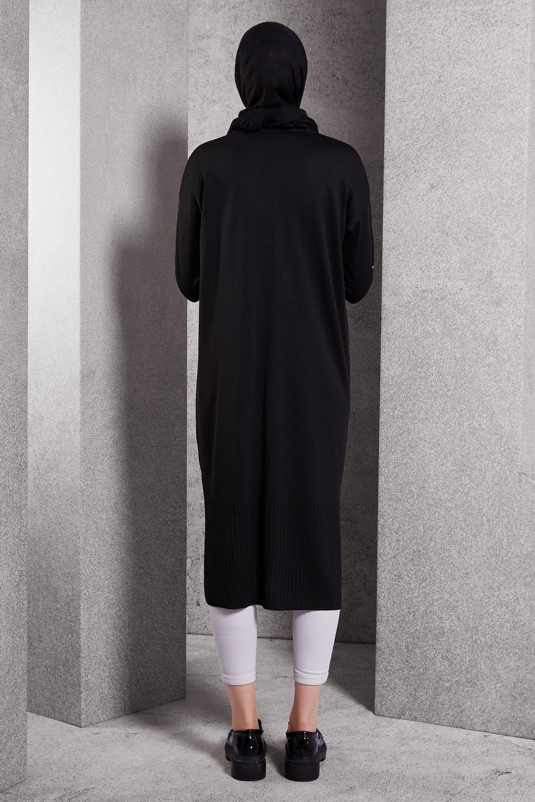 Tesettür giyim SİYAH UZUN TRİKO HIRKA 45000